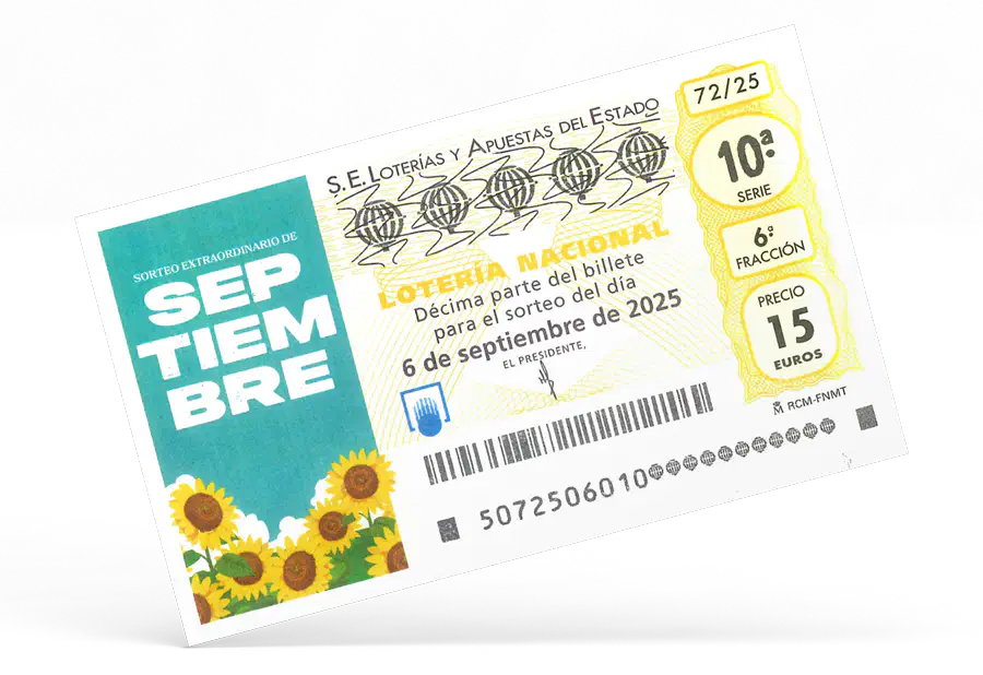 Decimo de lotería para el sorteo extraordinario de Septiembre 2025